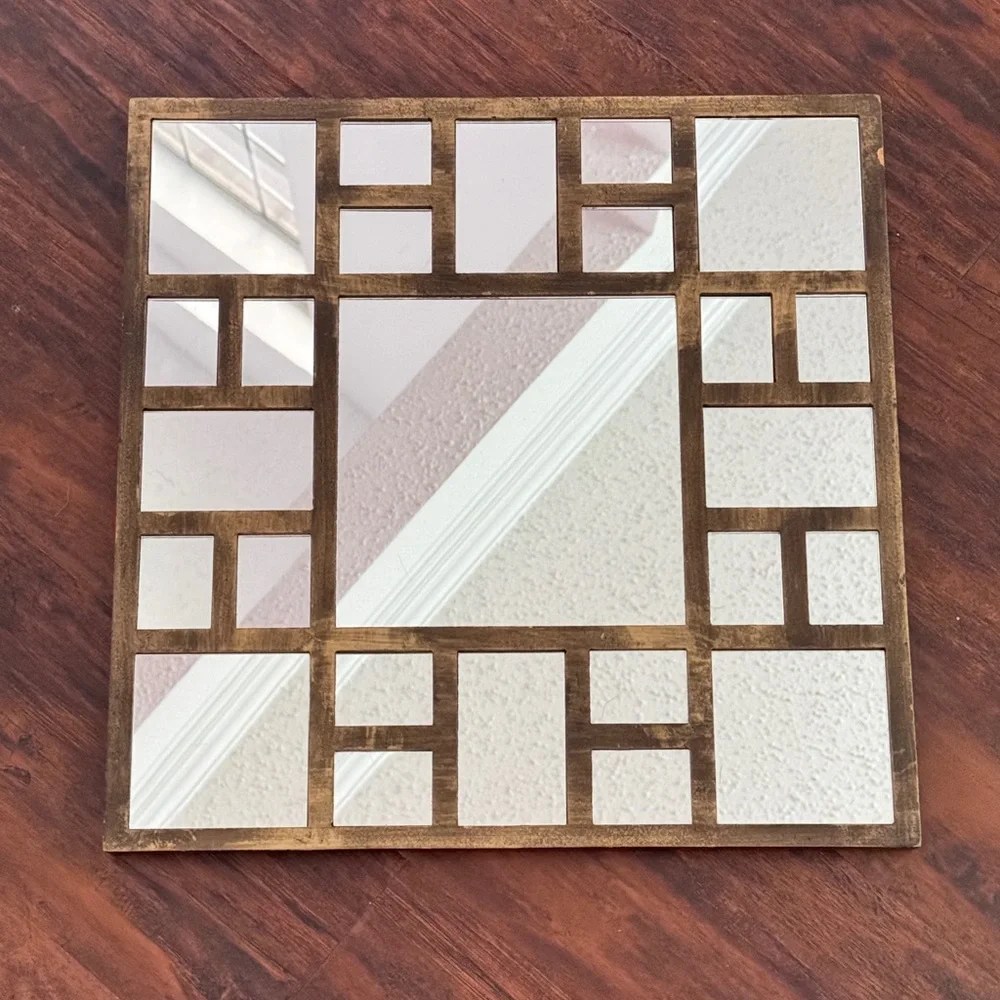 Vintage Geometric Accent Wall Mirror 14”x14”
